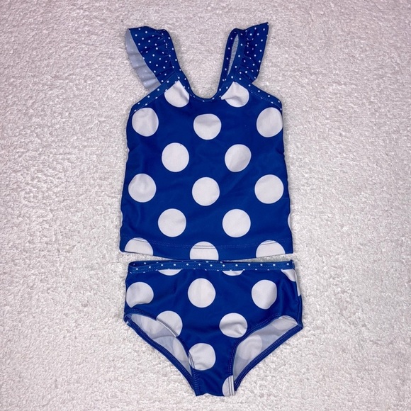Carters 12m two piece polka dot bathing suit girls blue white - Picture 1 of 6